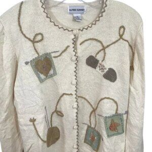Vintage Embroidered Cardigan Sweater Women XL, Alfred Dunner
